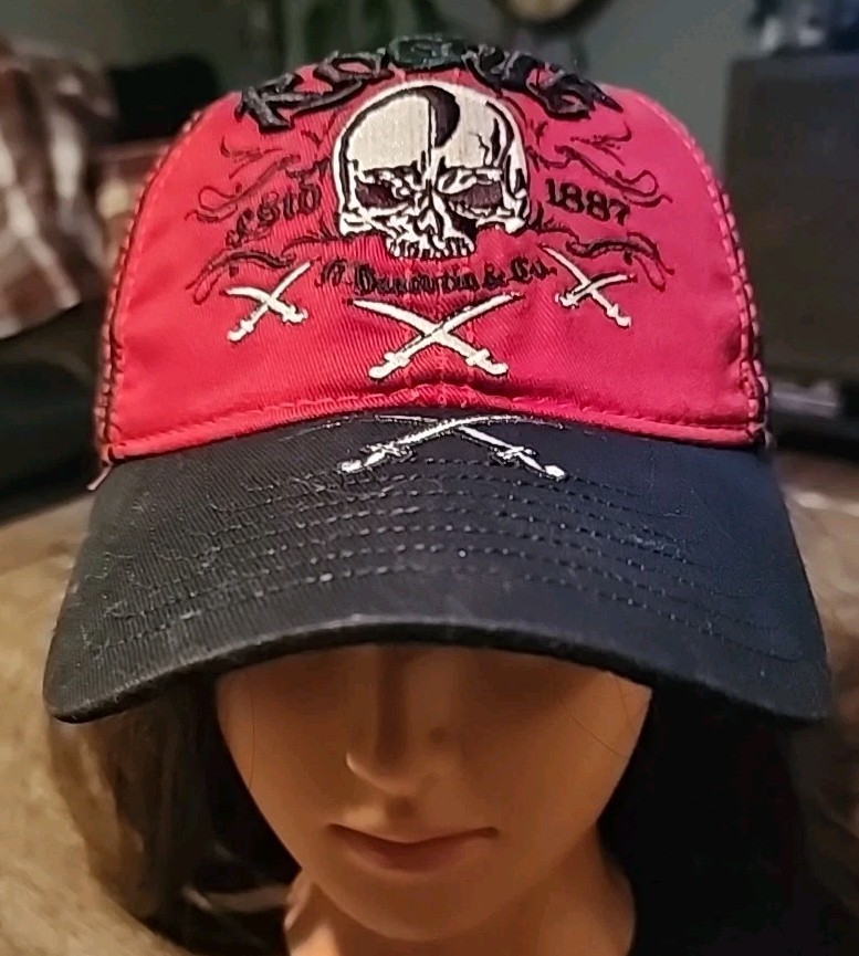 Rogue Skull East India Trading Co. Hat Baseball Cap Y2k Style Grunge Black/Red