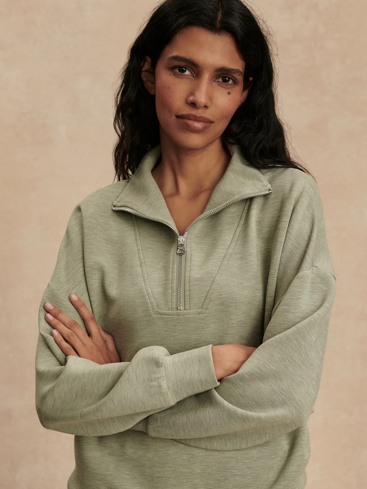 🧡*NWT*Varley Hawley Half-Zip Sweater Pullover Women’s Size M Color -Shadow Marl