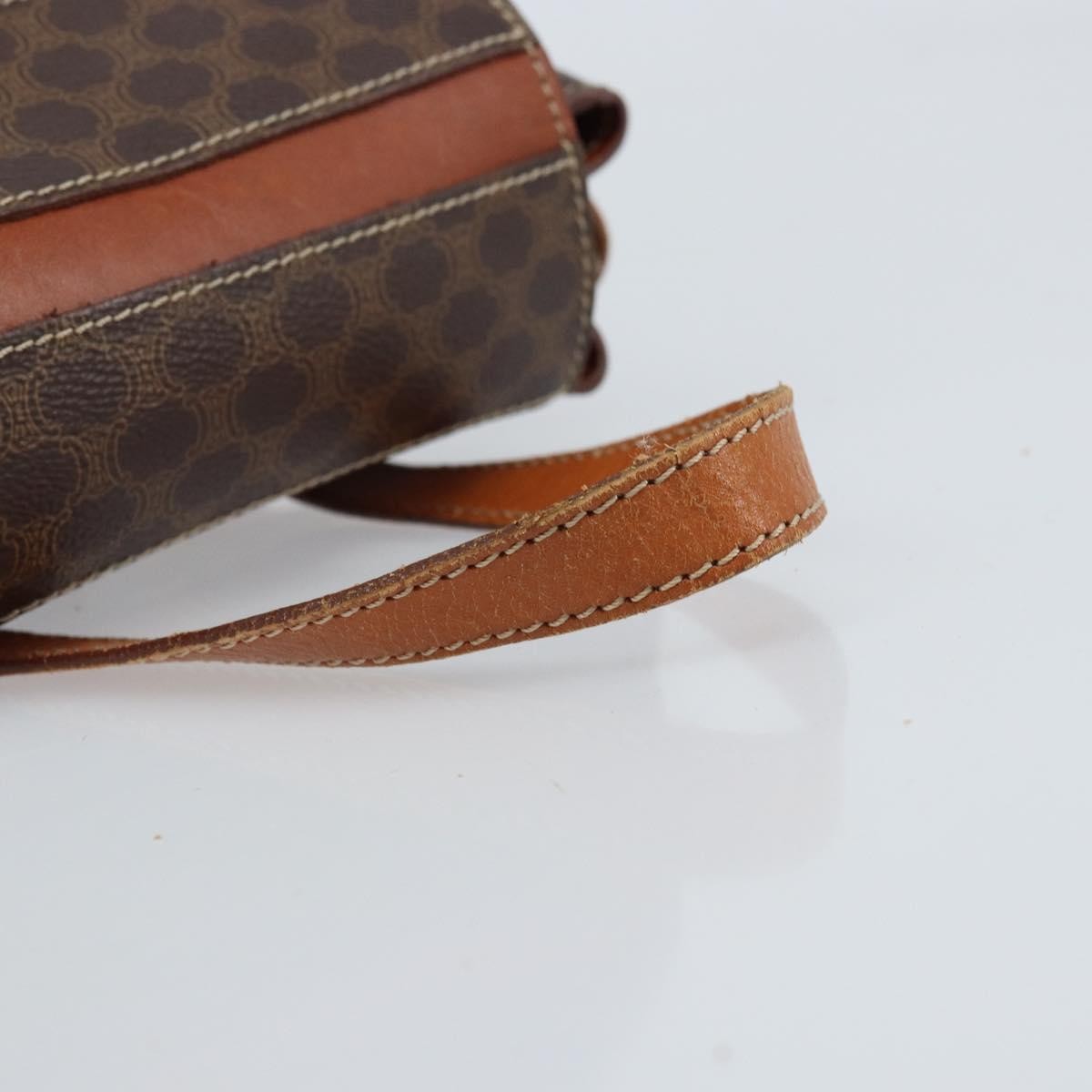 CELINE Macadam Canvas Backpack PVC Leather Brown Gold Auth bs33733