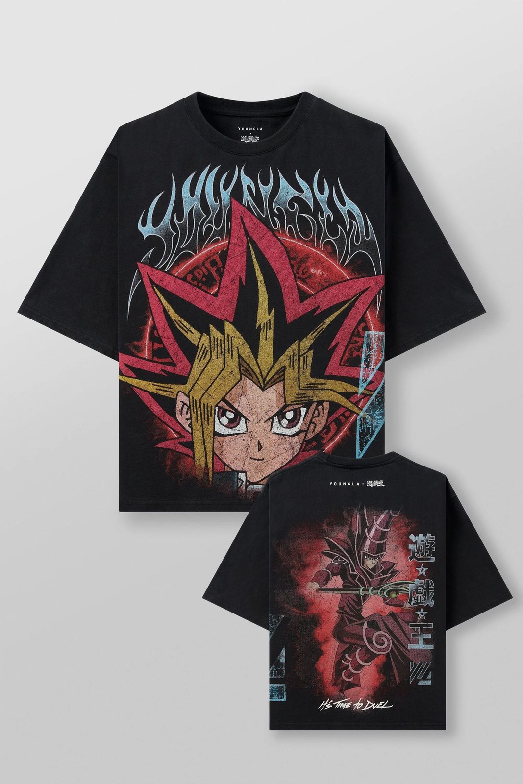 New YOUNGLA Collaboration Yu-Gi-Oh Men Oversize T-shirt Short Sleeve Sports Gym