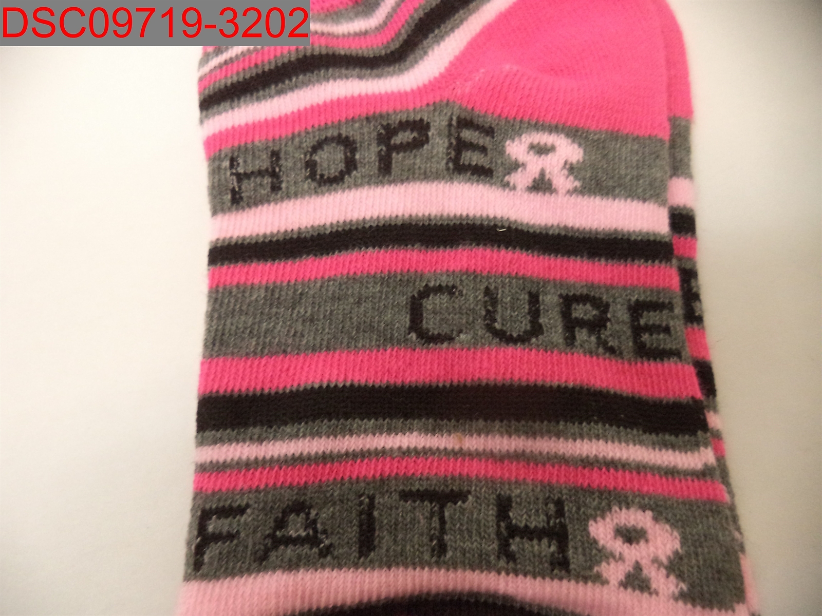 Womens Black, Grey, Pink, Red & White Breast Cancer Awareness Sock 6 Pairs, 9-11
