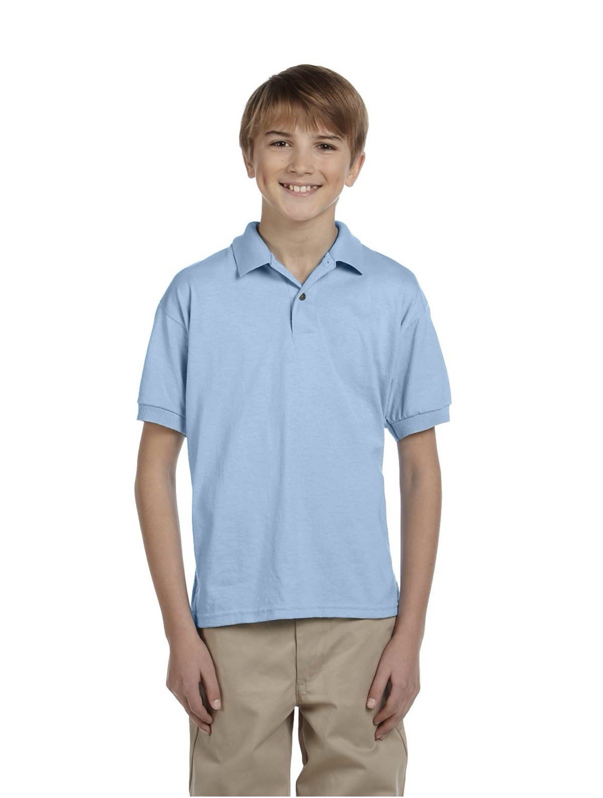 NEW Gildan Youth Polo Shirt Short Sleeve DryBlend 50/50 Sport G880B Light blue