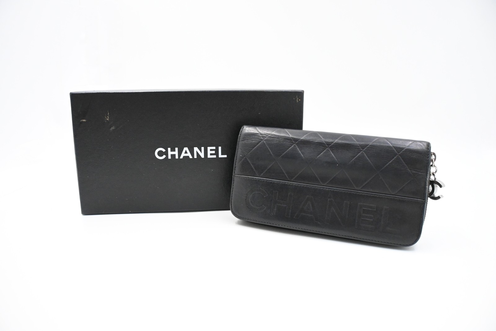Authentic Chanel Matelassé Purse, Black Leather