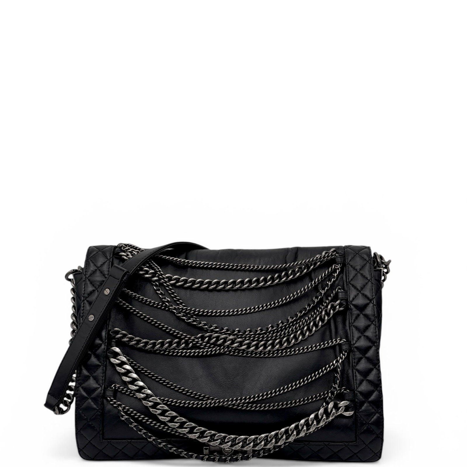 Chanel Enchained Boy Flap Black Calfskin (hs032826d0)