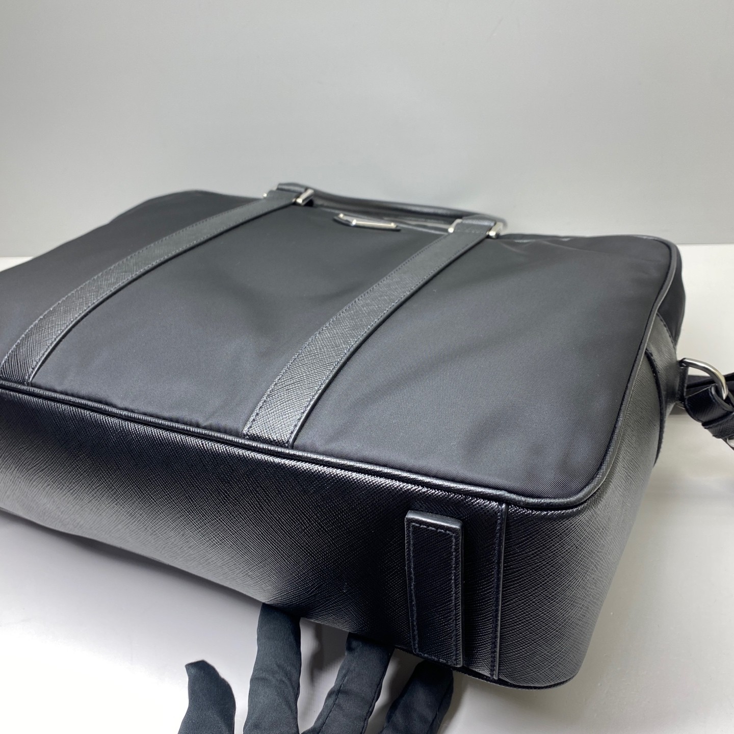 Prada Pre-Owned Authentic Briefcase Black Nylon Free Shipping 36x28x7cm