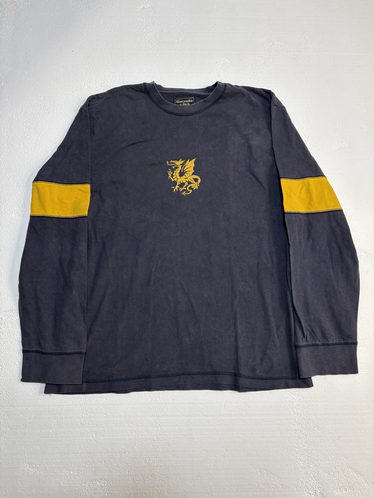Abercrombie & Fitch Logo Men’s XL Navy Yellow Long Sleeve T-Shirt