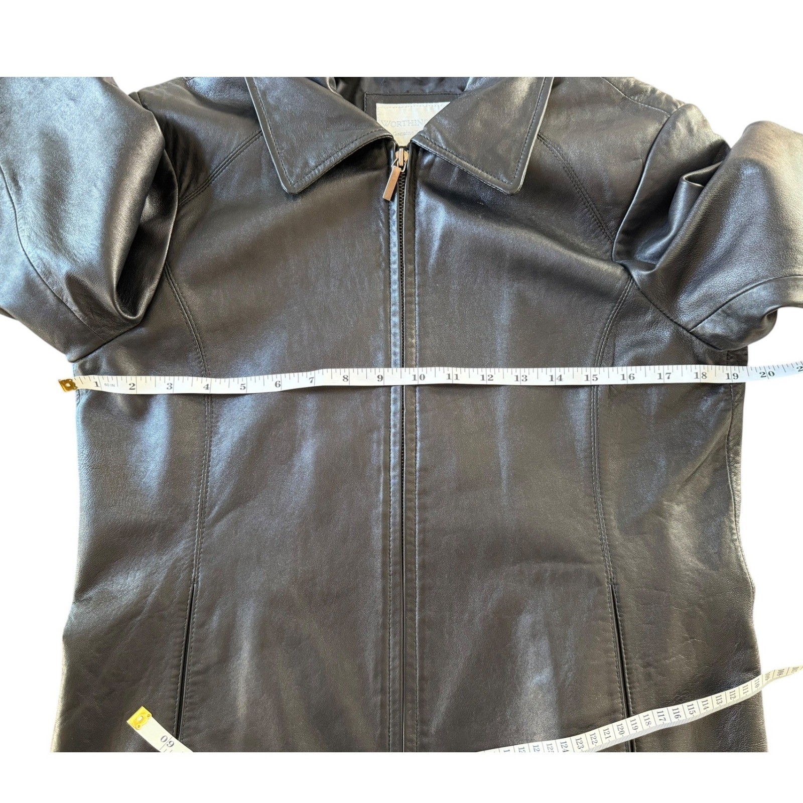 Vintage Worthington Black Lambskin Leather Zip Up Jacket Medium 90s Y2K Minimal