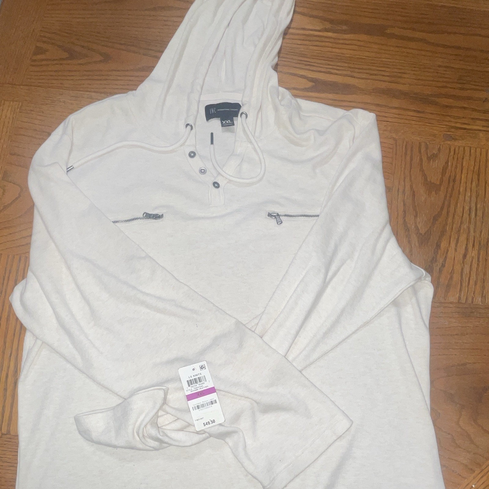 INC International Concepts Henley Pullover Hoodie w/ Pockets XXL