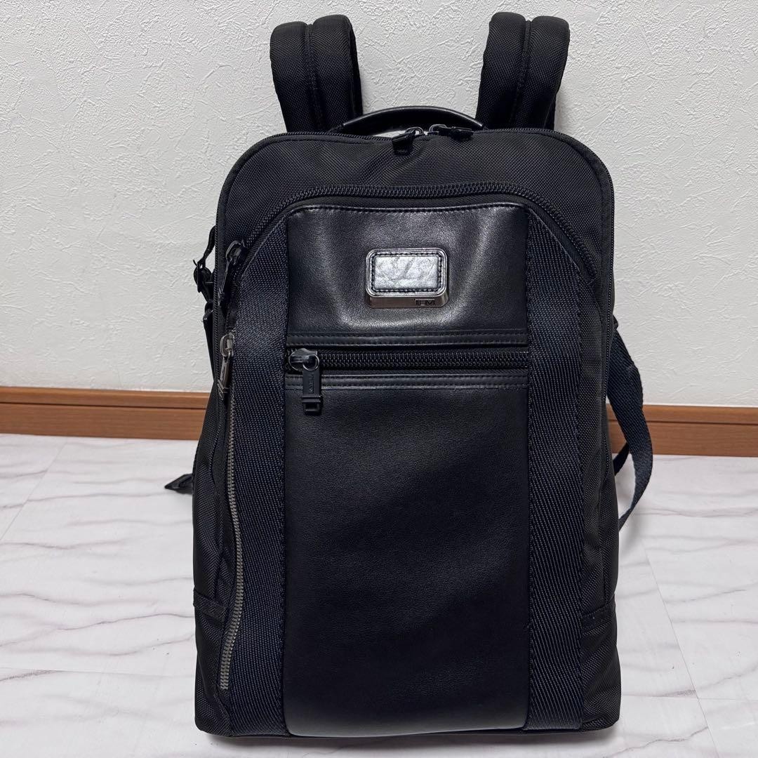 TUMI 232682D Alpha Bravo Davis Backpack Black Ballistic Nylon Leather Laptop