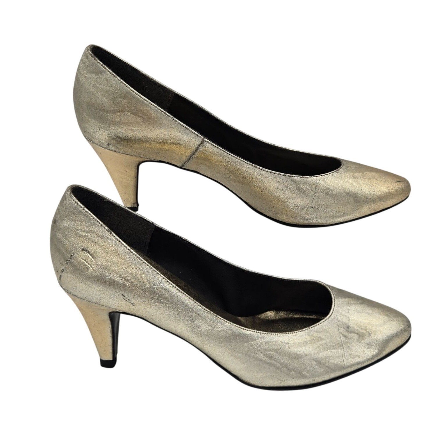 LifeStride NightLife Gold Pointy Toe Pumps Heels Size 8 Man-Made Material