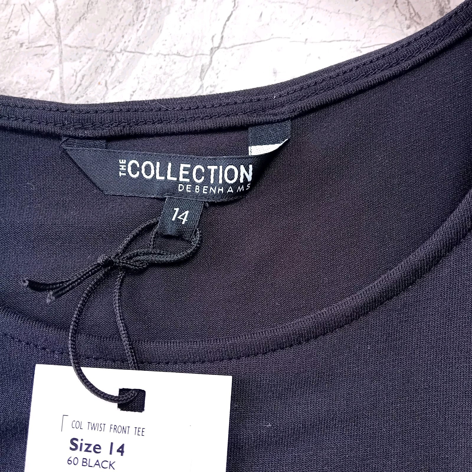 Debenhams The Collection Ladies Black Jersey Ruched Top Uk 14 BNWT