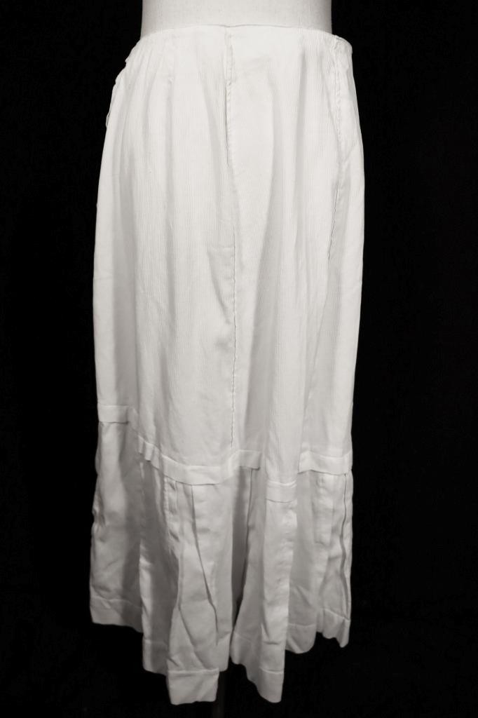 Antique Edwardian French White Cotton Petticoat Size Medium 30″ Waist VG Cond
