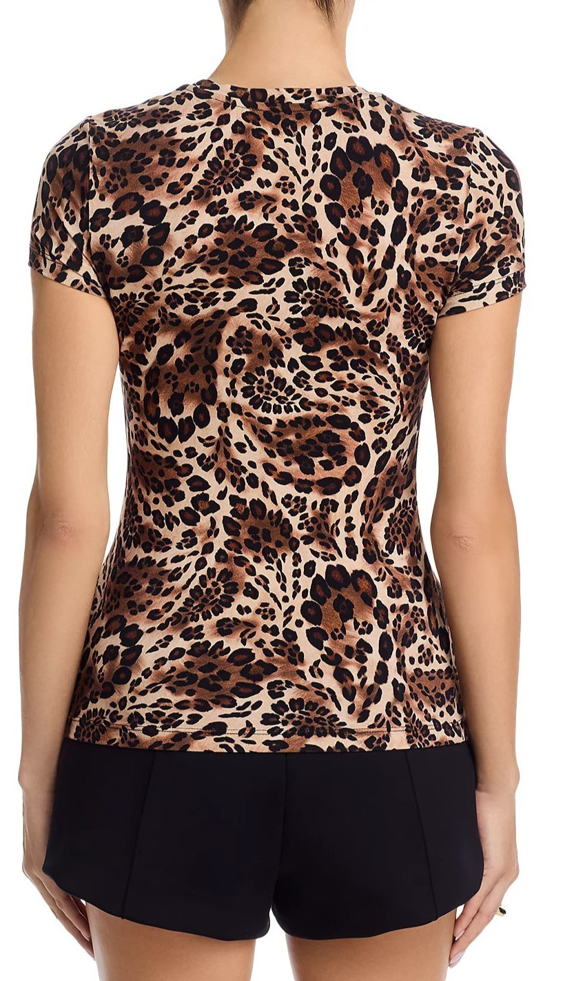 L’AGENCE Ressi Cinnamon Swirl Paisley Leopard Crewneck Fitted Tee ⭐ L $115