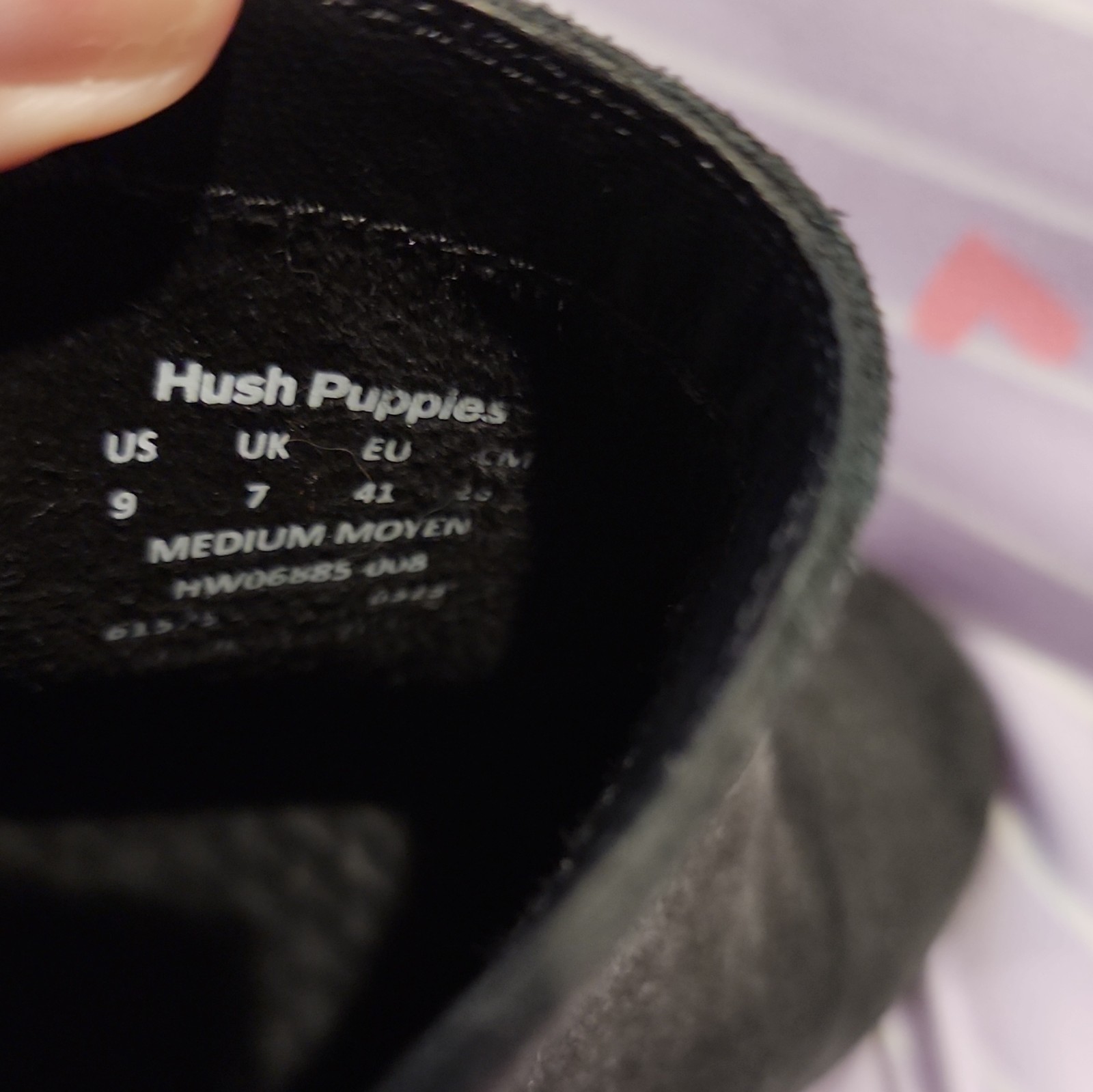 Hush Puppies Black Suede Ankle Bootie Slip On Round Toe Pull Tab US 9