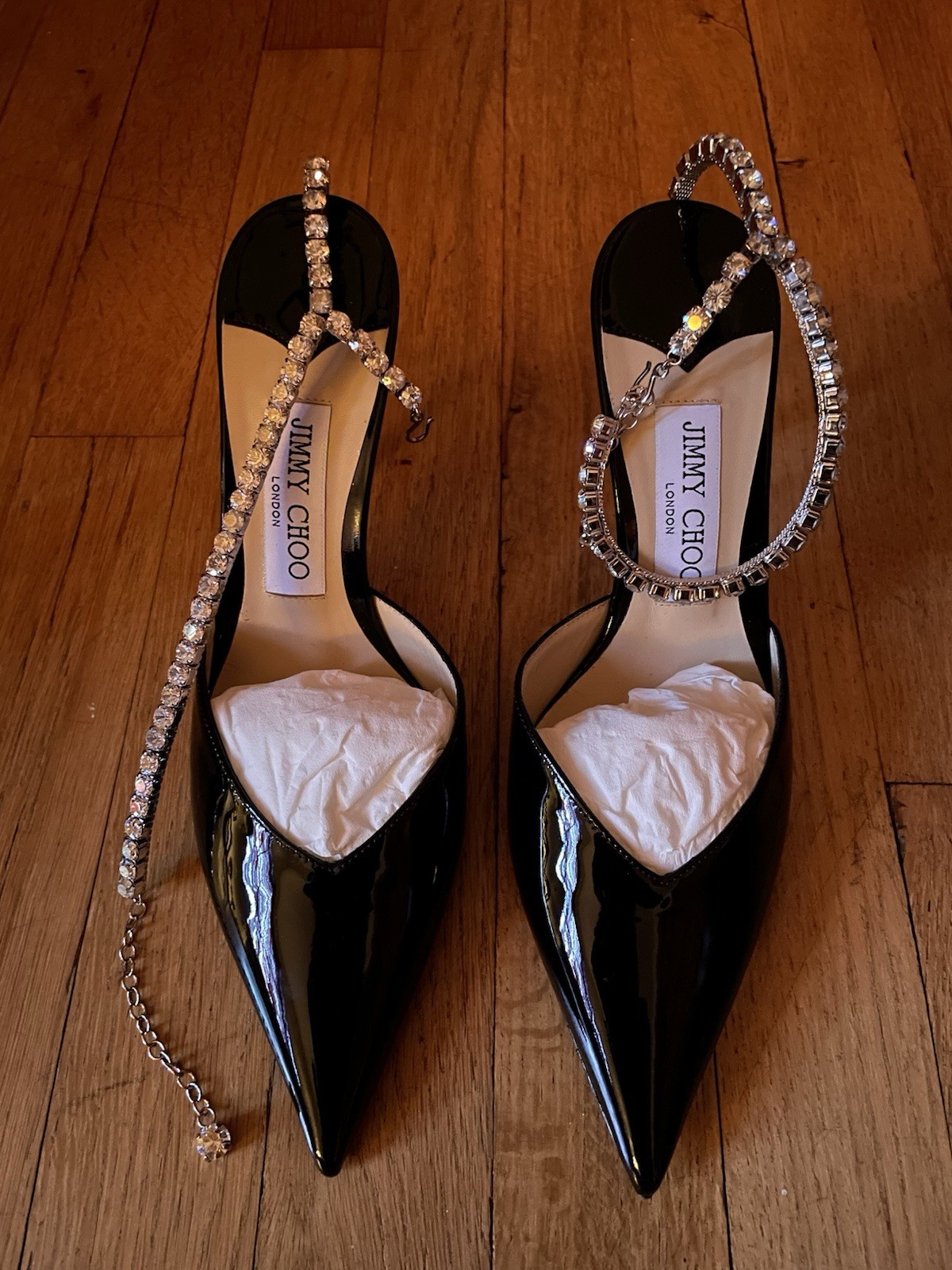 BRAND NEW Jimmy Choo Black Patent Saeda Size 7.5