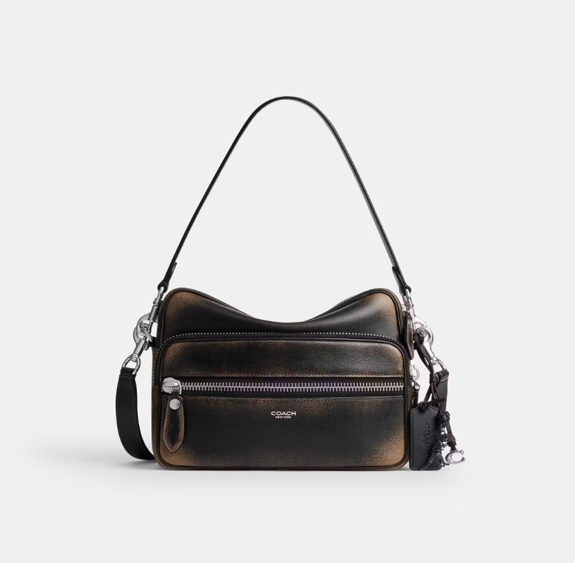 Coach Dakota Crossbody Bag in Loved Leather – Black / Light Tan / CDS84 Y4B