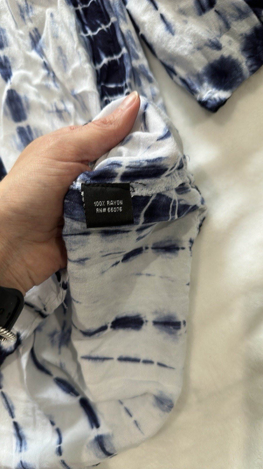 Altar’d State Women’s Blue White Tie-Dye Off Shoulder Puff Sleeve Blouse Size L