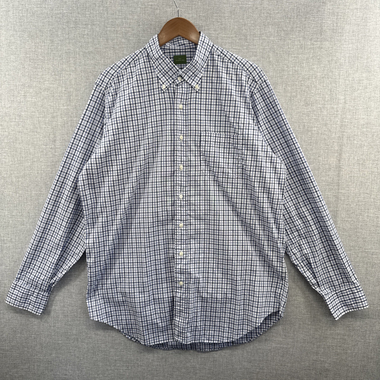 Sid Mashburn Shirt Mens Large Blue Plaid Long Sleeve Button Down Pocket (A)