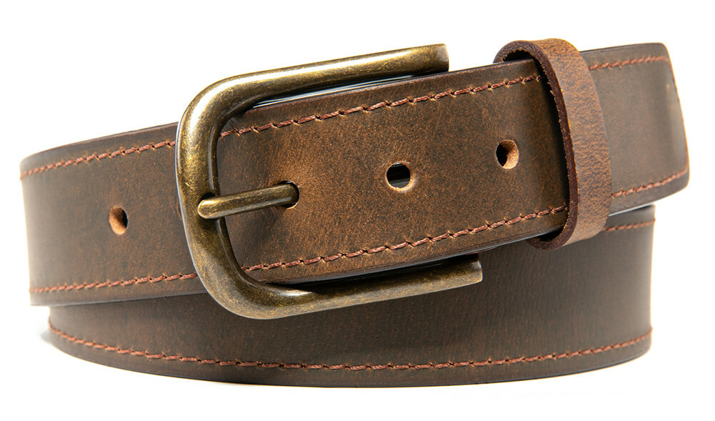 Men’s Top Grain Leather Belts Casual Jeans Solid Belts for Men 1.5inch Width