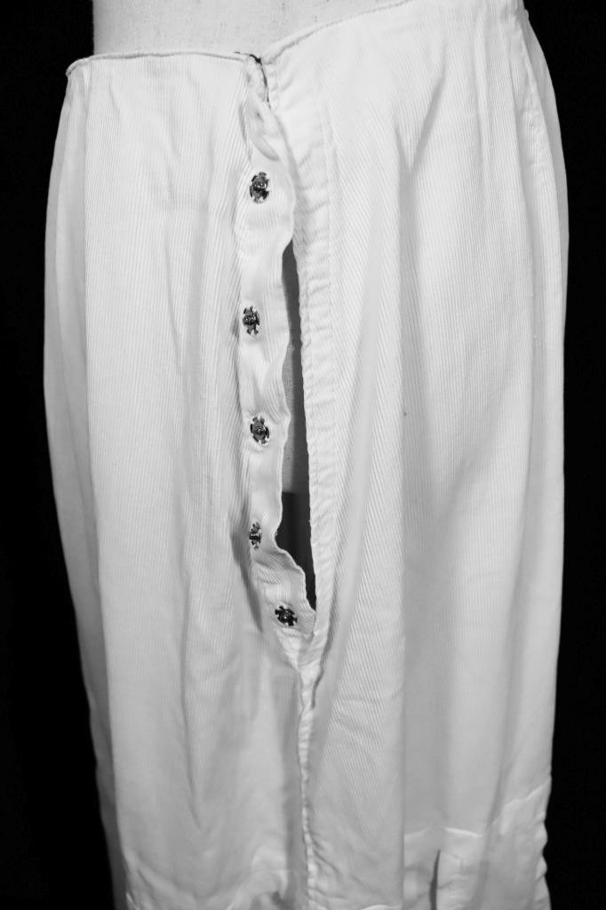 Antique Edwardian French White Cotton Petticoat Size Medium 30″ Waist VG Cond