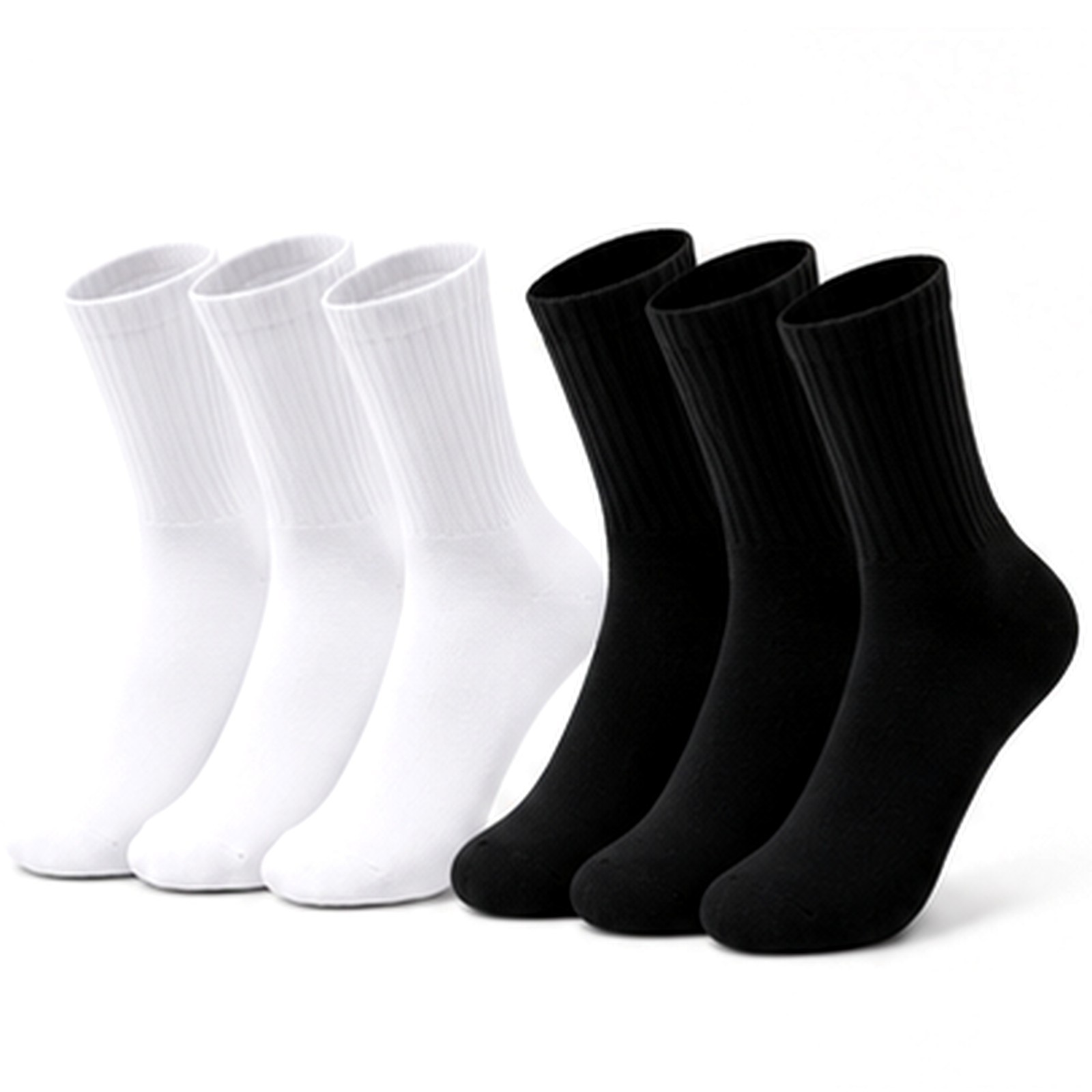 Women High Rib Crew Socks 10 Pairs Cotton Cushioned Odor Free Athletic Casual