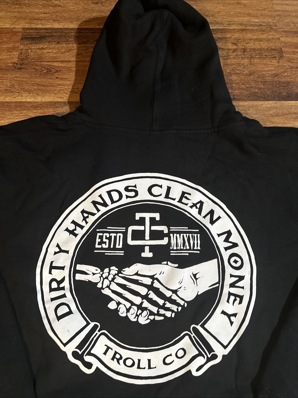 Troll Co Hoodie Men’s 4XL Black Dirty Hands Clean Money Pullover Retro Logo NWT