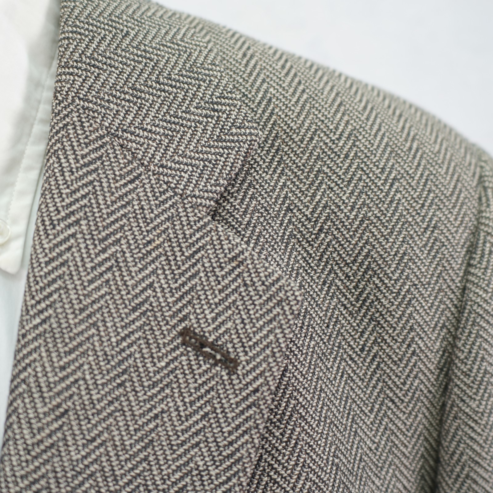 Paul Fredrick Textured Tweed Wool Silk Nylon Sport Coat Brown Herringbone 42R