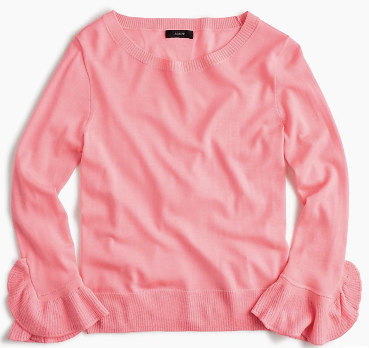 J.Crew Merino wool crewneck with ruffle sleeves sweater-H7721-XXS, XS, S, M,L,XL