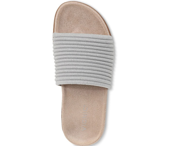 VIONIC Women’s Evie Knit Slide Sandal, Vapor Silver (NEW WT)