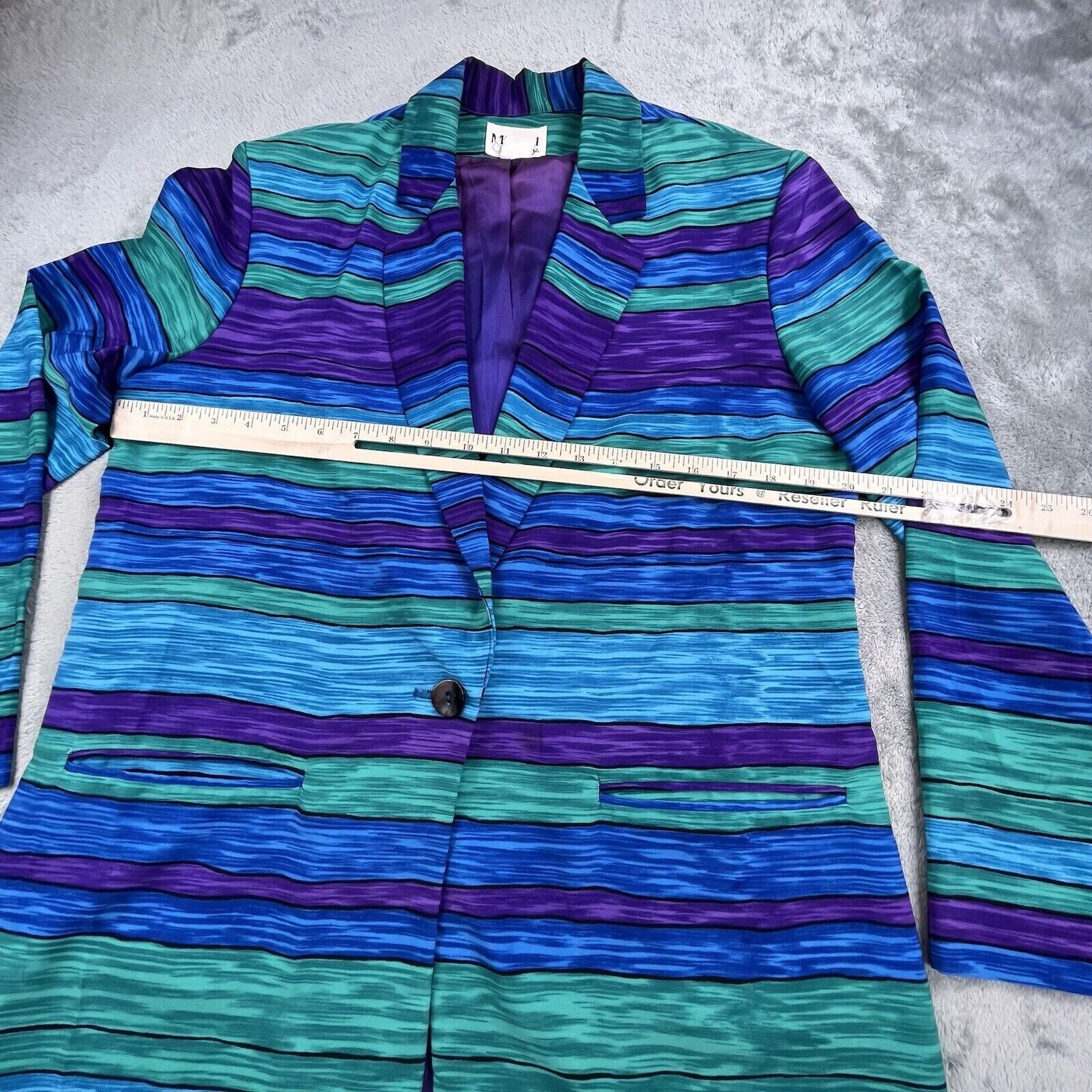 VTG Michael & Company Womens 8 ColorBlock Purple Rave Blouse Tunic USA Made BOHO