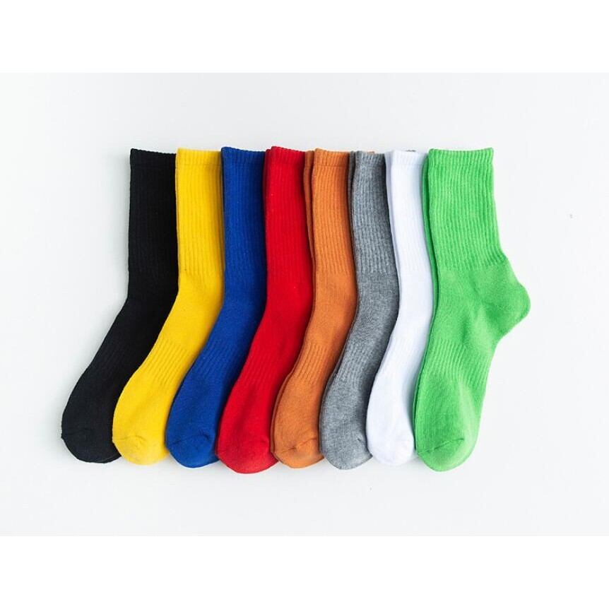 Quality YELLOW Cotton Crew Socks for Unisex Smooth Toe Seam Socks