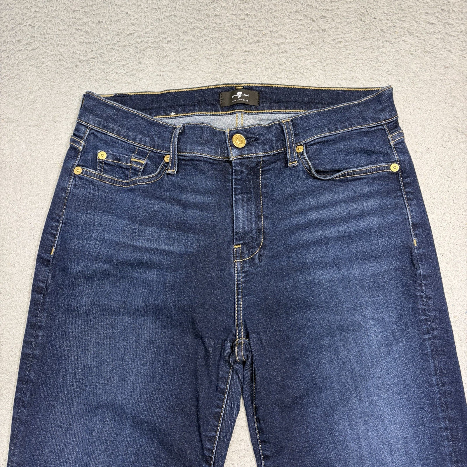 7 For All Mankind Dojo Jeans Womens 29 Blue Flare Mid Rise Dark Wash Denim Pants