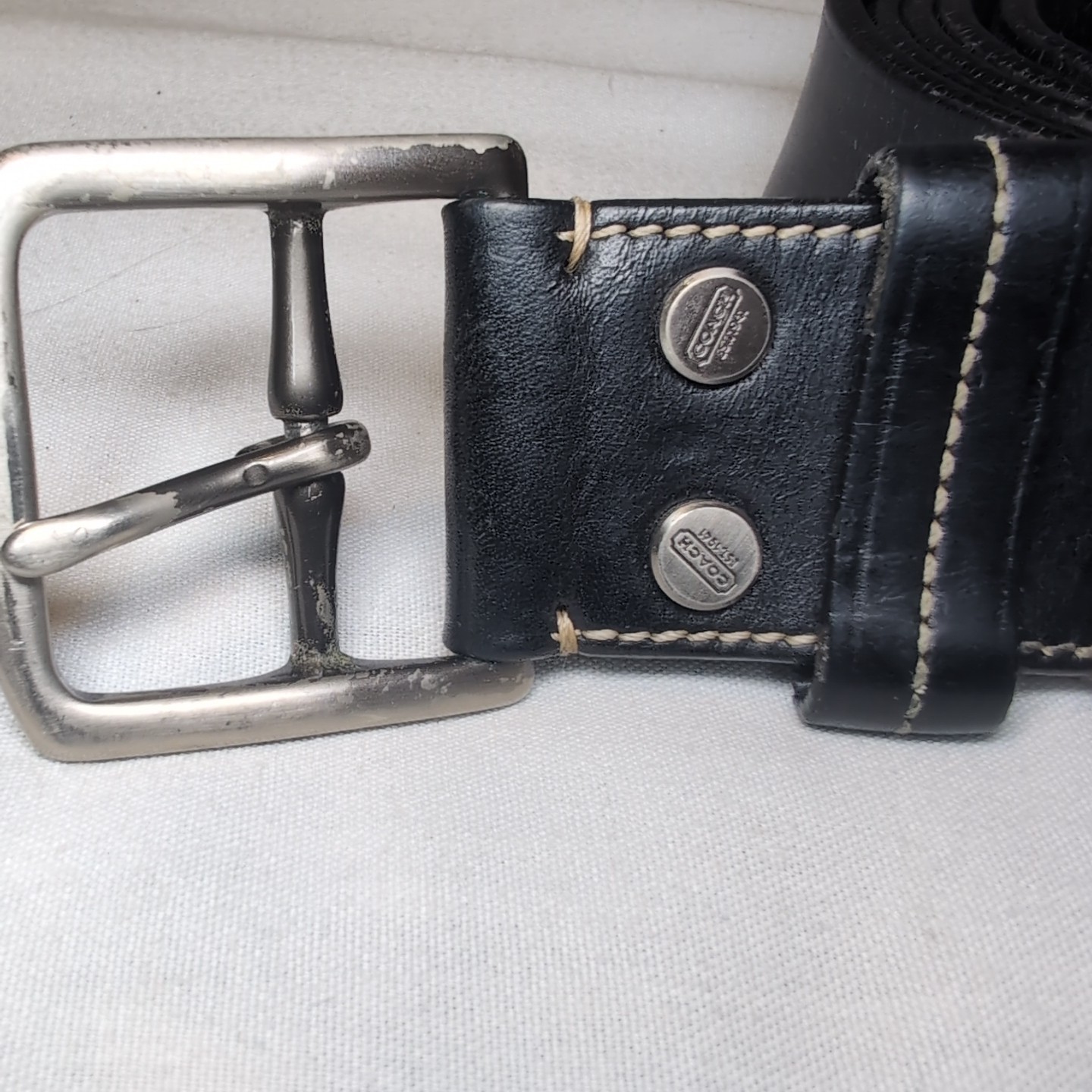 Coach Leatherware – Men’s Belt – Black W/ Silver Tone Buckle – 42” 105cm