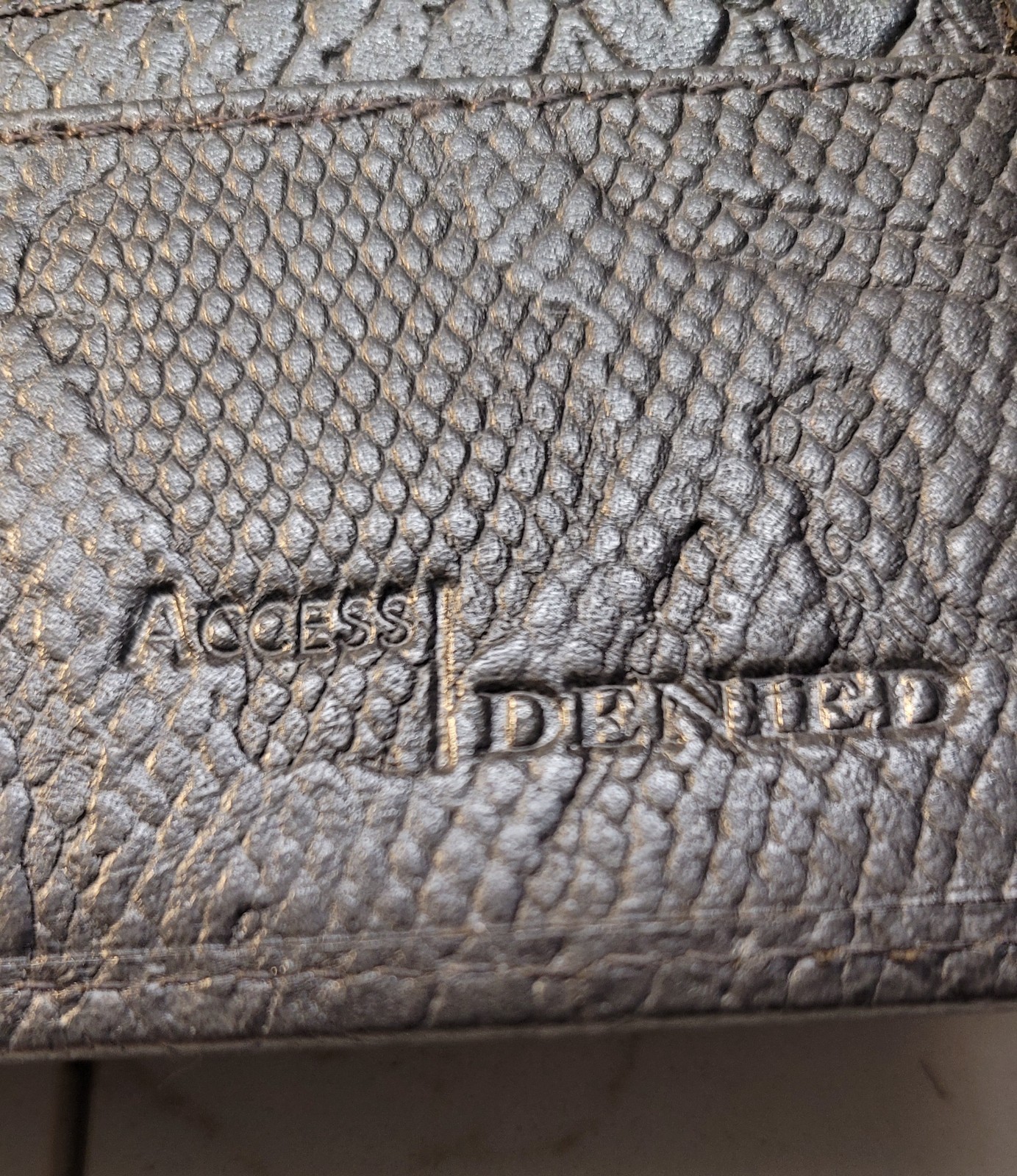 Genuine Leather Mens Access Denied Pocket Wallet Card Holder lots of slots