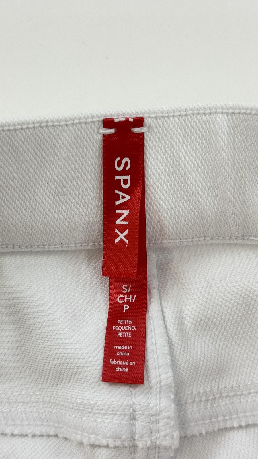 Spanx Leggings Womens Small Petite White Twill Jegging High Rise Shaping Pull On