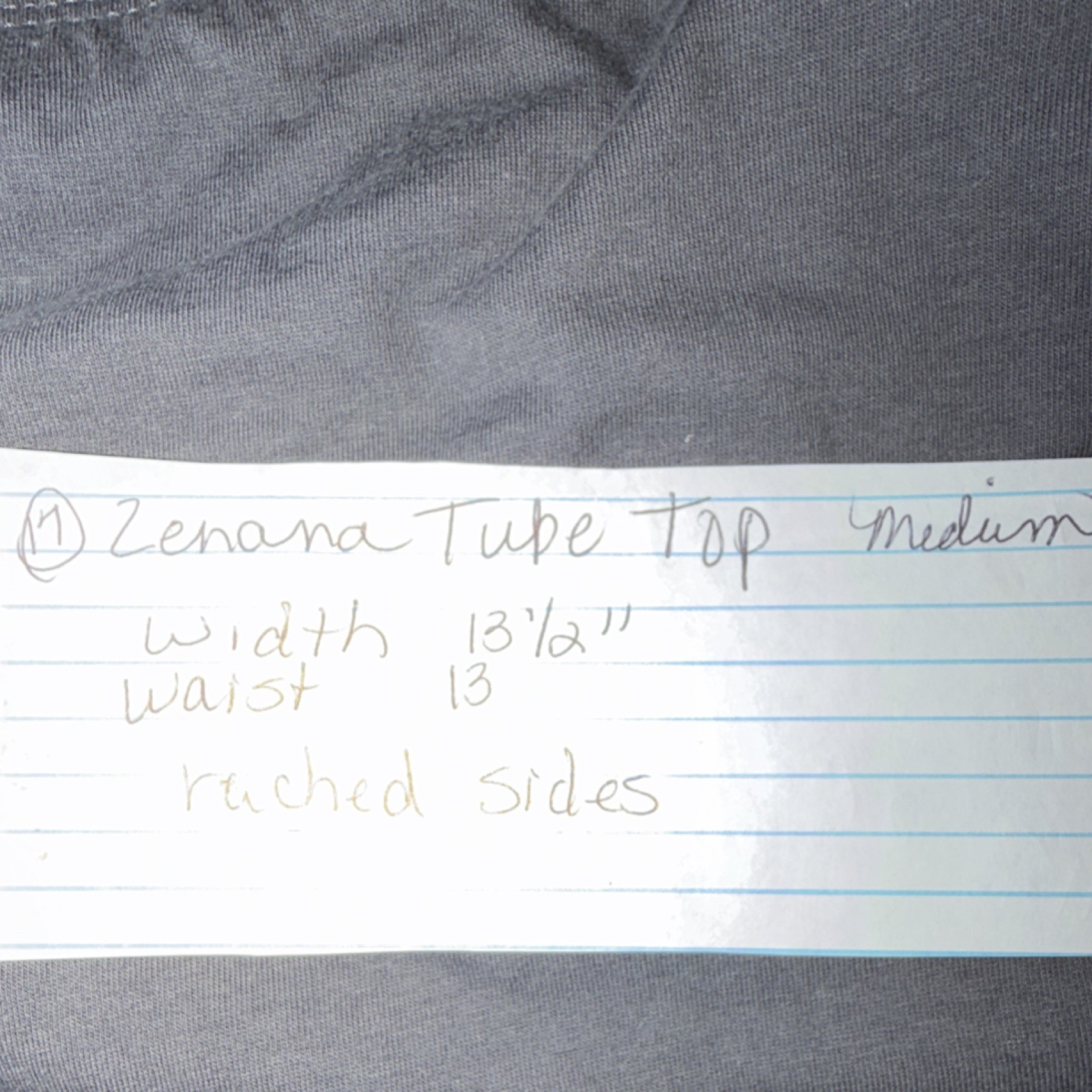 Zenana Outfitters Gray Solid Knit Ruched Stretch Strapless Tube Top Size M Women