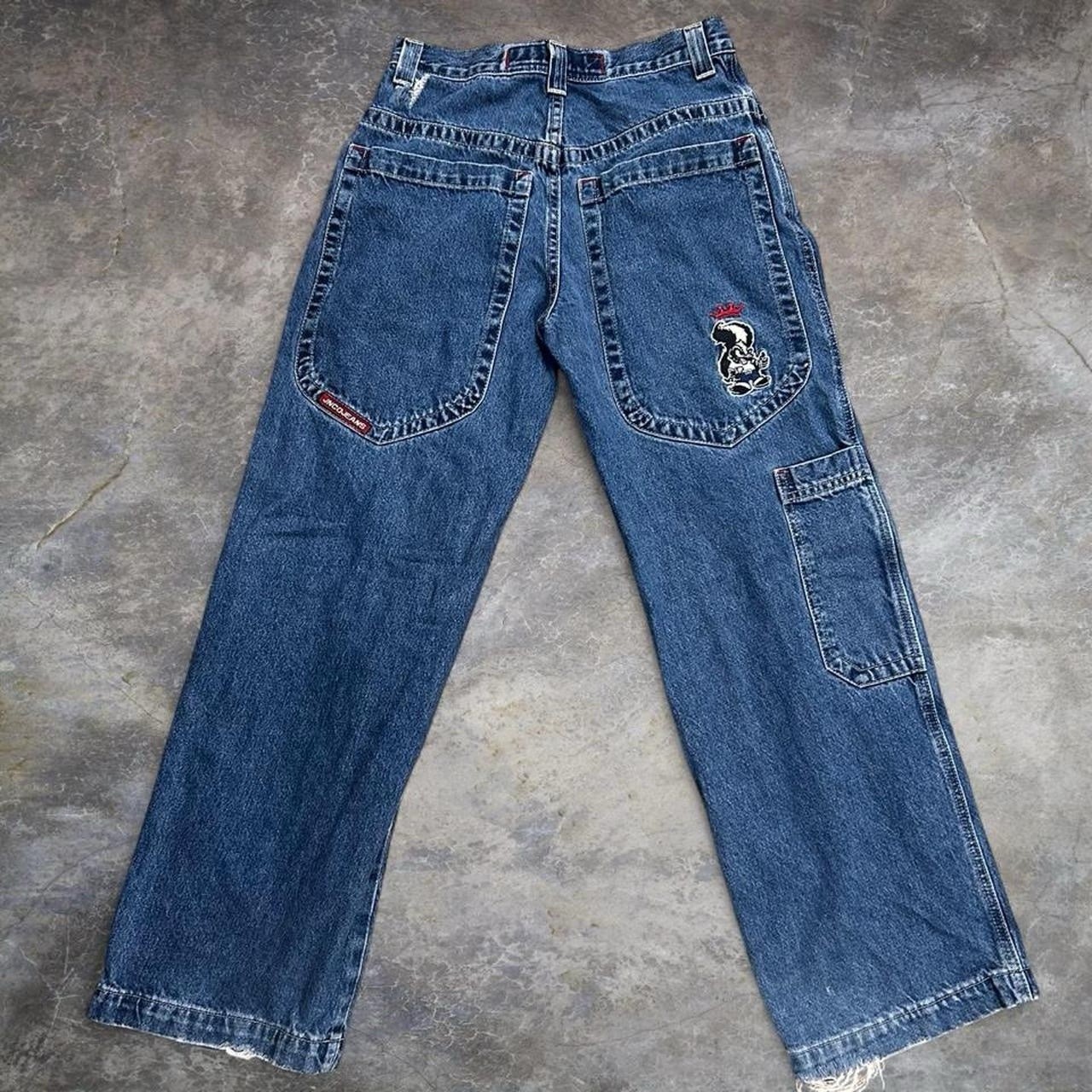 JNCO Vintage 90s RARE Skunk Patch Denim 28×28 Skater Carpenters