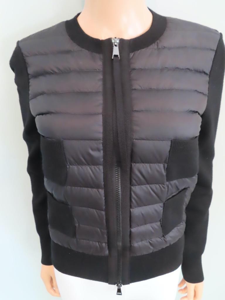 Moncler Black Cardigan Tricot Thin Down Puffer Jacket Size XS