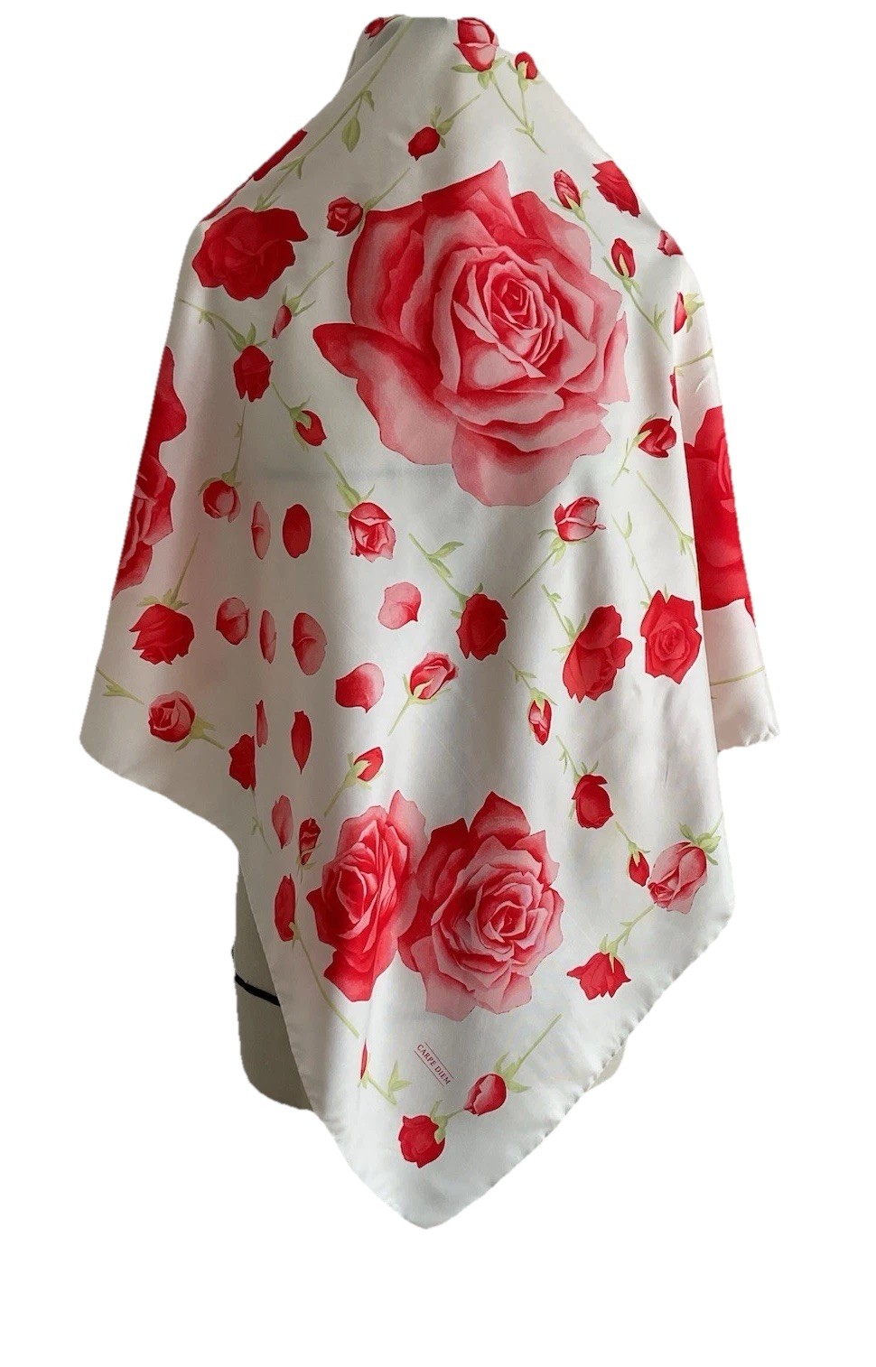 CARPE DIEM Women’s All Silk Scarf W A Delicate Roses Print M.i.italy 34″/34″ EC