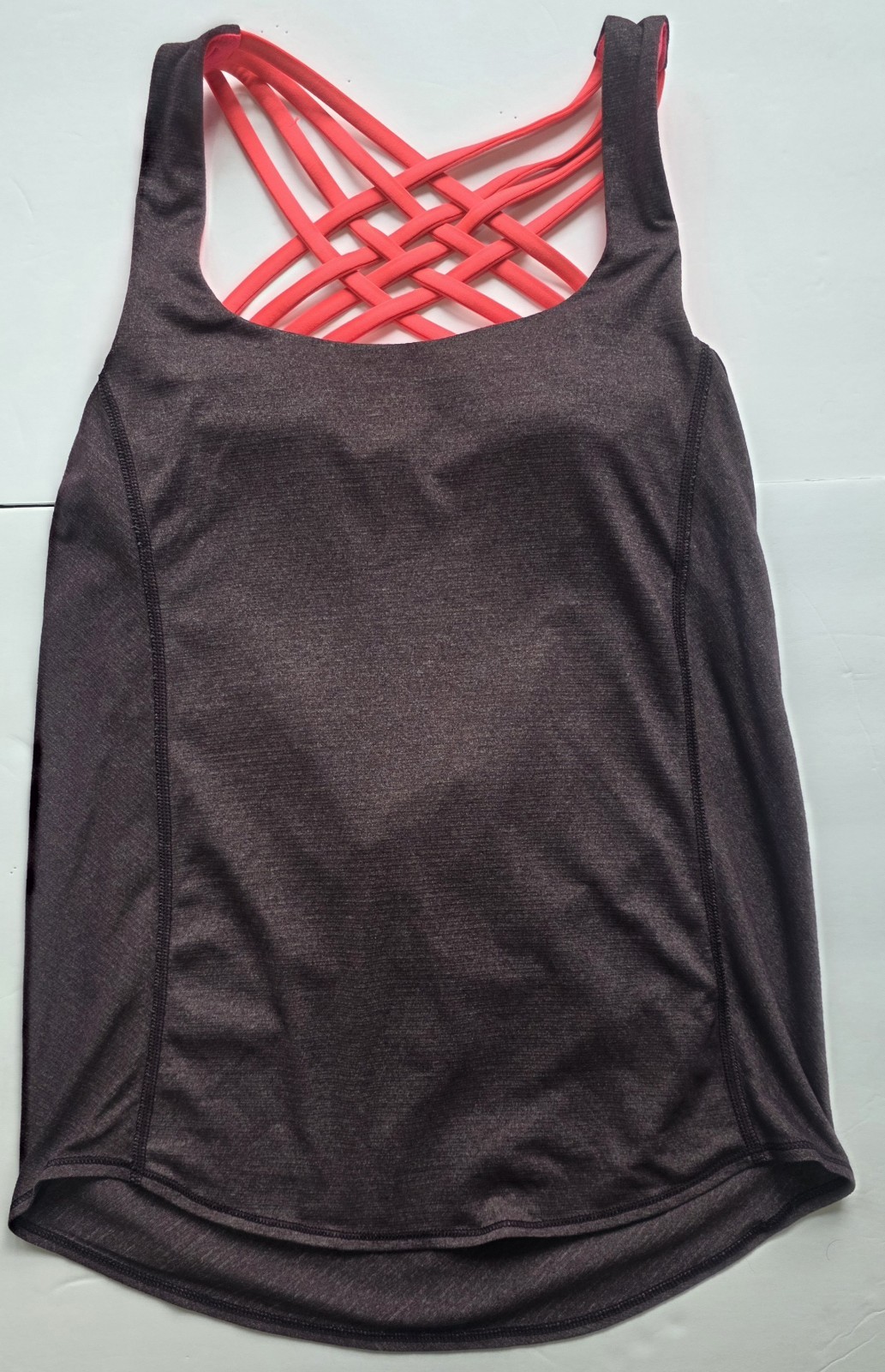 Women’s Gray Pink Strappy Back Tank Top Scoop Neck Solid Activewear Size 2