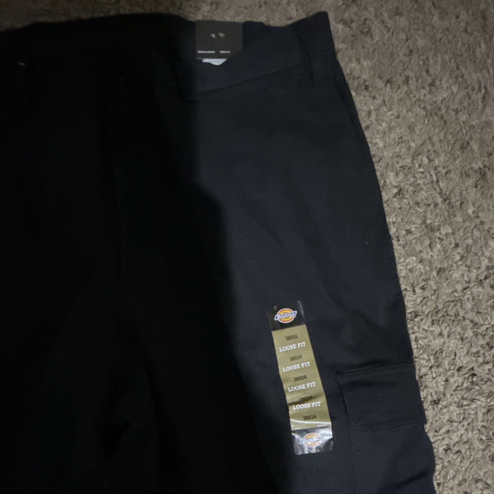 Dickies Men’s Black Cargo Pants Loose Fit Straight Leg Regular 38W