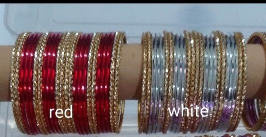 Bollywood Indian Shiny Glossy Non Precious Metal Bangles for women Set Of 24