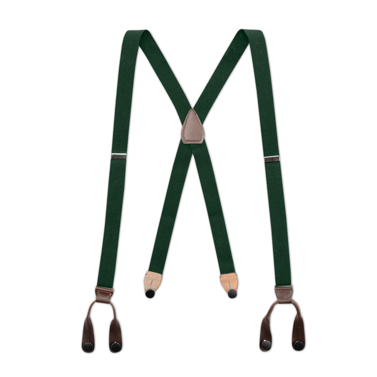 Men’s Suspenders – Button-On with Leather Ears and Goldtone Metal, USA Made