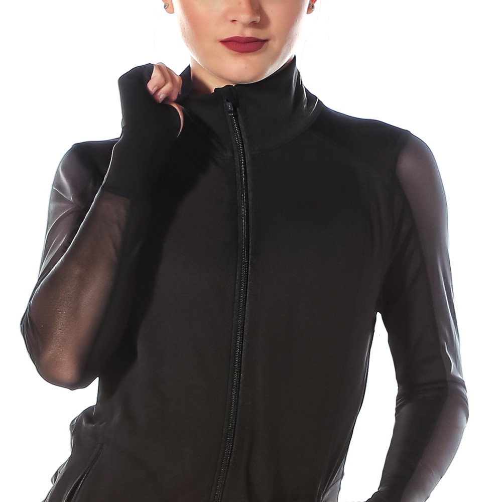 Full Zip Activewear Mesh Panel Jacket For Women