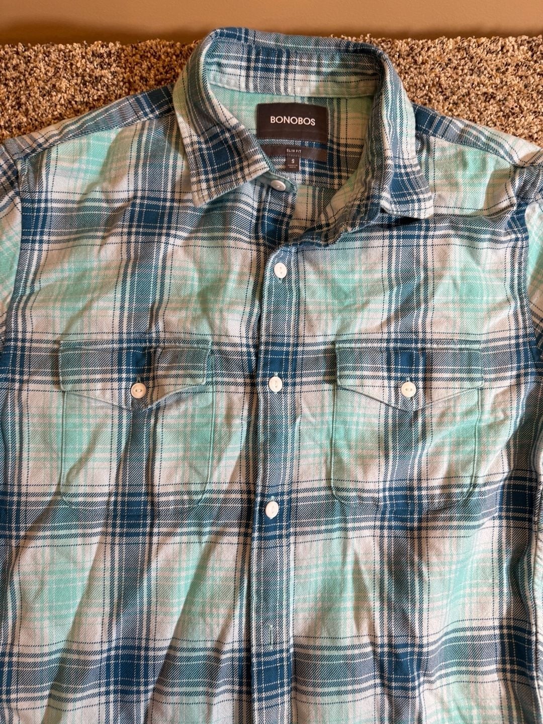 Bonobos Slim Fit Navy and White Check Dress Shirt
