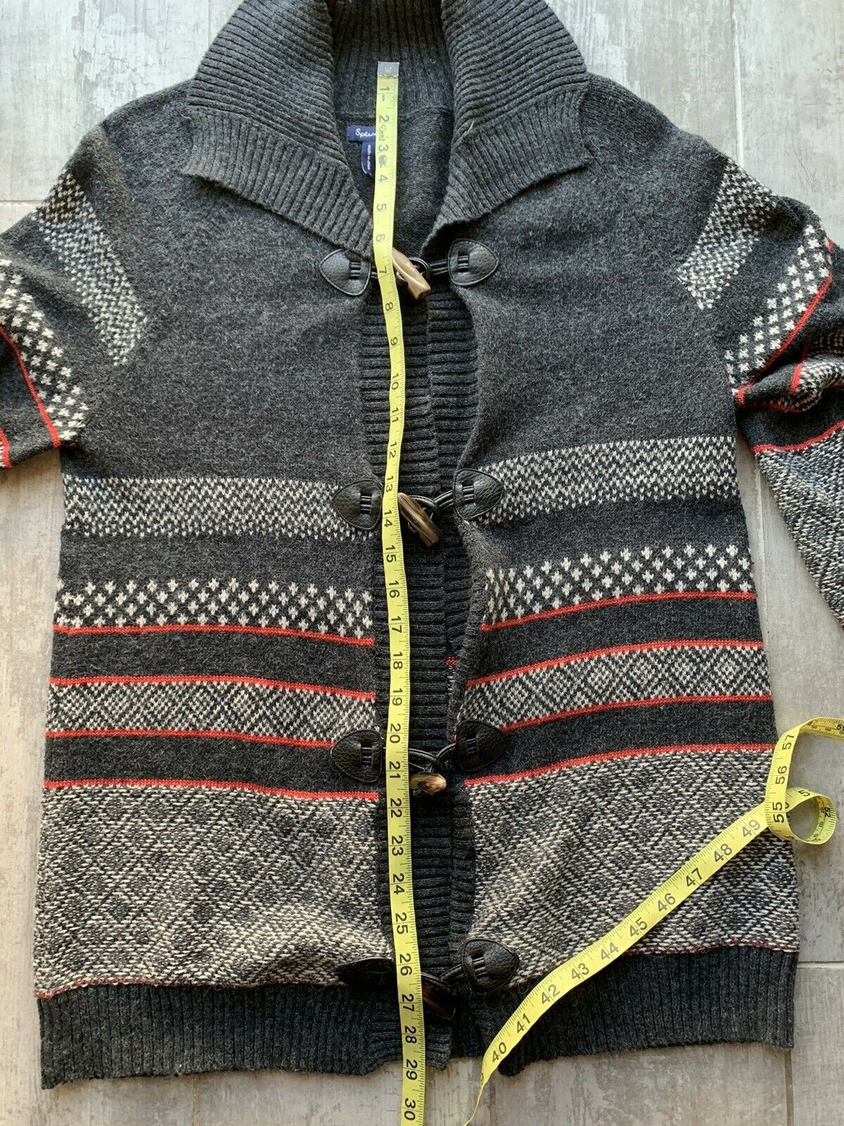 $228 SPLENDID Toggle Cardigan Sweater Button Front Nordic Fair Isle Designer L