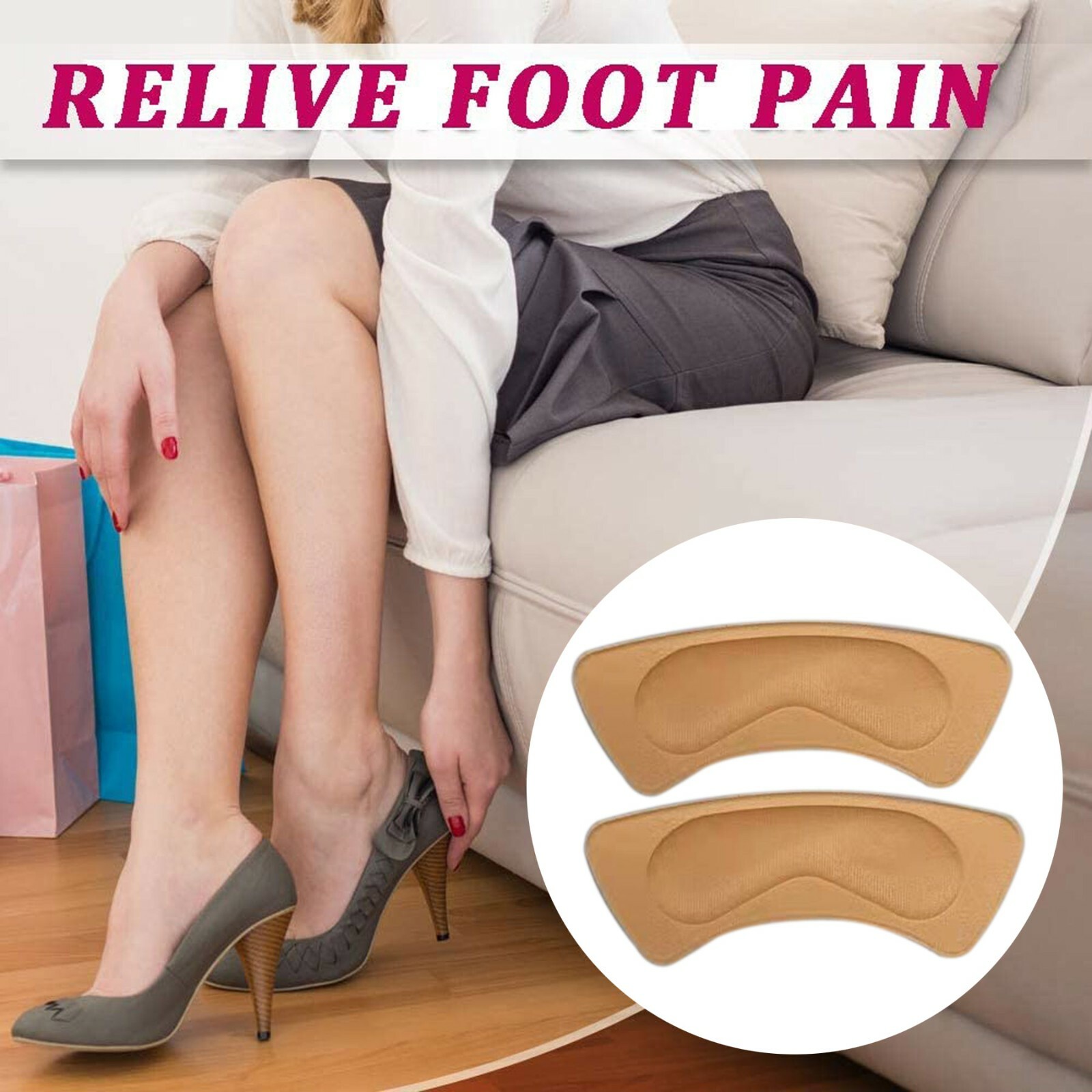 2Pairs High Heel Liner Grip Cushion Protector Foot Shoe Insole Pad Silicone Gel