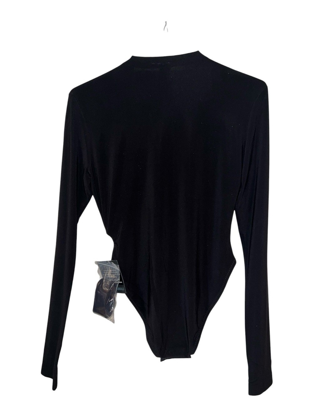 Norma Kamali Long Sleeve Deep U Neck Bodysuit Black Size S/36 NWT