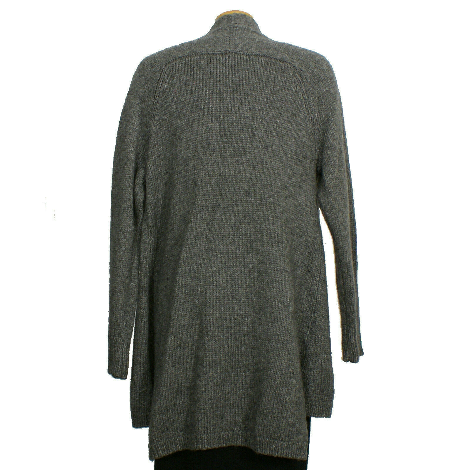 EILEEN FISHER Ash Gray Lofty Wool Alpaca Silk High Low Straight Cardigan L