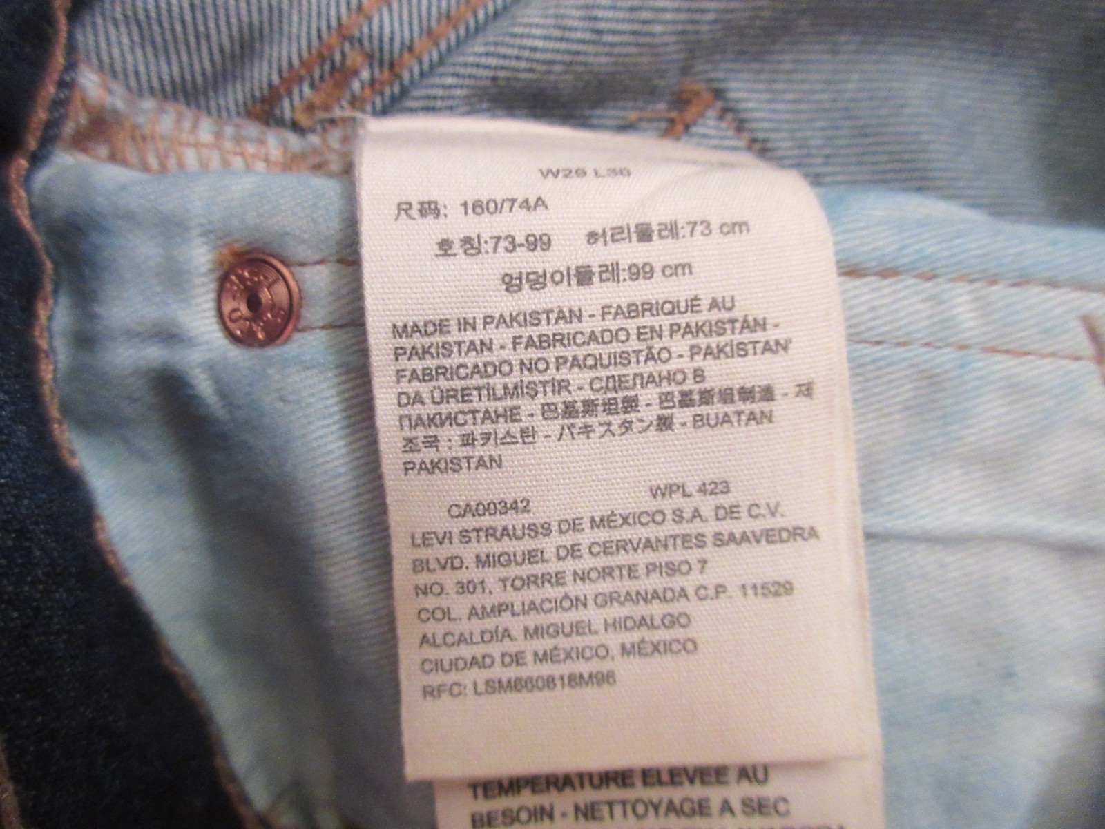 Levi’s Premium 501 Original Fit Circular Jeans Blue Size 29X30 NWT RT$108 3632